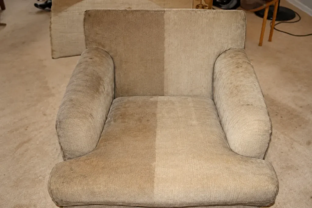 An upholstered armchair after cleaning